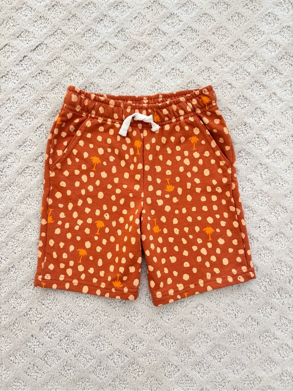 Cat & Jack Rust Orange Palm Dot Pull-On Shorts. 5T.